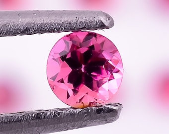 Natural Pink Tourmaline: 3x3 mm Round Brilliant Cut Loose Gemstone