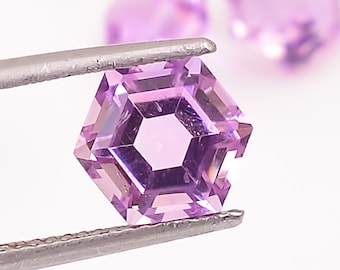 Rose de France Amethyst Gemstone: 8x8mm Hexagon Step Cut