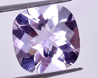 Natural Rose de France Amethyst Gemstone: 10mm Cushion Checkerboard Cut