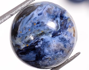 Cabujón redondo de pietersita natural: piedra preciosa suelta (10 x 10 x 5 mm)