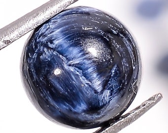 Cabujón de pietersita azul natural: piedra preciosa suelta redonda de 6 mm
