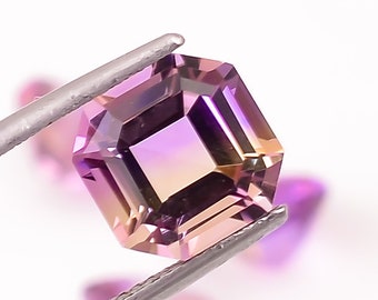 Octagon Ametrine Gemstone: Bolivian Asscher Cut, 9X9X6 mm