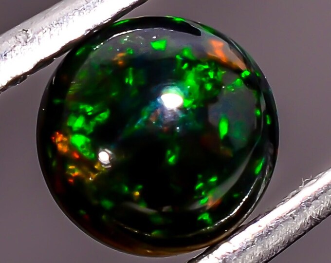 Ethiopian Green Fire Opal Round Shape Cabochon, Fire Opal Loose
