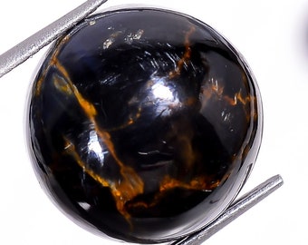 Cabujón de pietersita natural: piedra preciosa suelta redonda (12 x 12 x 6 mm)