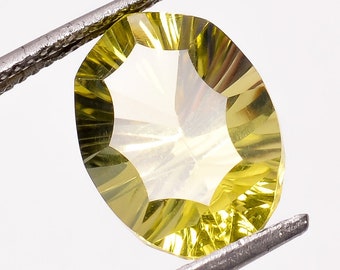 Natural Lemon Quartz Oval Shape Concave Cut, Lemon Loose Gemstone For Jewelry Making, Quartz Yellow Color Oval Cut Calibrated Size 14X10 mm
