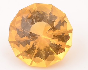 Naturlig citrinkvarts: Rund, fancy cut lös ädelsten (16X16X11 mm)