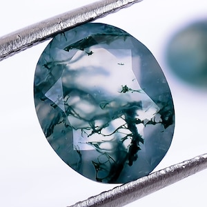 Moos Achat ovale Form Brilliantschliff, natürliche Moos Achat lose Edelstein für die Schmuckherstellung, Moos Achat oval facettiert kalibriert Größe 10x8x4 mm