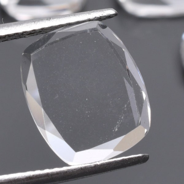 Natural Crystal Quartz Cushion Shape Portrait Cut, Quartz Loose Gemstone For Jewelry Making, Rock Crystal Quartz Calibrate Size 12X10X3.5 mm