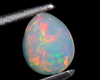 Opale naturelle éthiopienne Forme de poire Rose Cut, Welo Opal Loose Gemstone for Jewelry Making, White Welo Fire Opal Cut Calibré Taille 8X6 mm