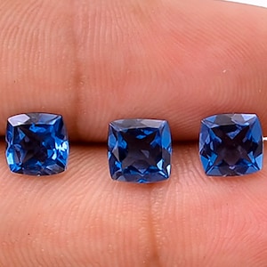 London Blue Topaz Brilliant Cut Stone, Natural Cushion Shape Blue Topaz, Loose Faceted Gemstone For Jewelry Making Calibrated Size 6X6X4 mm