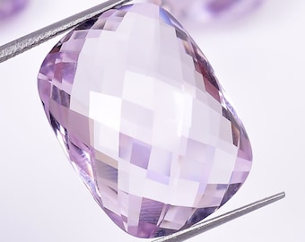 Natural Rose De France Amethyst: Cushion Briolette Cut Gemstone (20X15X9 mm)