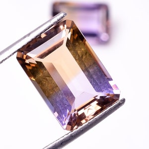 Natural Bolivian Ametrine Gemstone: Octagon Step Cut, Calibrated Size