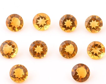 Natural Citrine Quartz: 6X6 mm Round Brilliant Cut Loose Gemstone