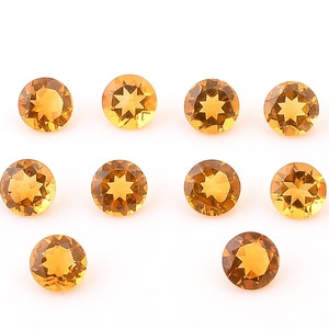Natural Citrine Quartz: 6X6 mm Round Brilliant Cut Loose Gemstone