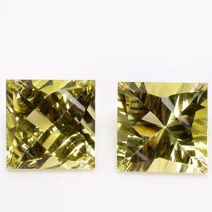 Natural Lemon Quartz Square Shape Fancy Cut, Lemon Quartz Loose Gemstone For Jewelry Making, Green Quartz Faceted Calibrate Size 12X12X9 mm
