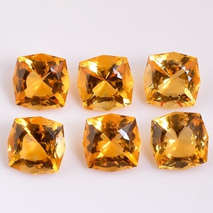 Natural Citrine Quartz: 12x12mm Cushion Cut Loose Gemstone
