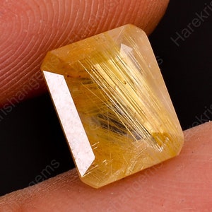 Edelsteen gouden rutielkwarts: achthoekig geslepen, gekalibreerde afmeting: 9 x 7 x 4 mm