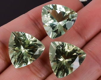 Green Amethyst Gemstone: Trillion Cut Prasiolite, 16x16 mm