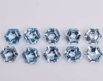 Sky Blue Topaz Hexagon Step Cut, Natural Blue Topaz Loose Gemstone pour la fabrication de bijoux, Blue Topaz Hexagon Cut Taille calibrée 6.0X6.0X4.5 mm