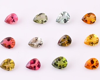 Multi Color Tourmaline Pear Cut Gemstone: 5X4 mm Loose Stone