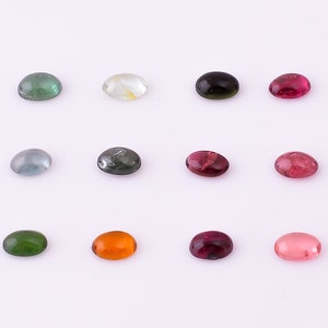 Multi-Color Tourmaline Cabochon: 6x4mm Oval Loose Gemstone