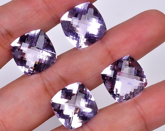 Natural Rose De France: Cushion Checkerboard Cut Pink Amethyst (15X15X9 mm)