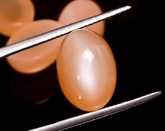 Oval Peach Moonstone Cabochon: Calibrated Loose Gemstone (14X10X9 mm)