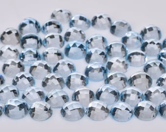 Pedra preciosa topázio azul-celeste: pedra solta com lapidação rosa redonda de 5 mm
