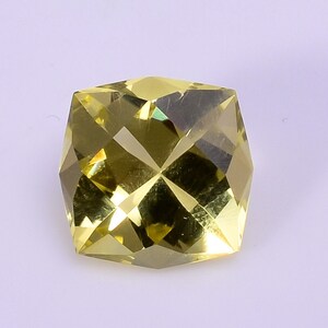 Natural Lemon Quartz: 10mm Cushion Cut Loose Gemstone