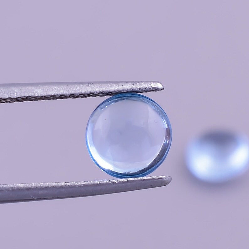 Natural Blue Topaz Loose Cabochon Gemstone For Jewelry Making Sky Blue Topaz Briolette Cabochon Stone Topaz Round Calibrated Size 7X7X4 mm