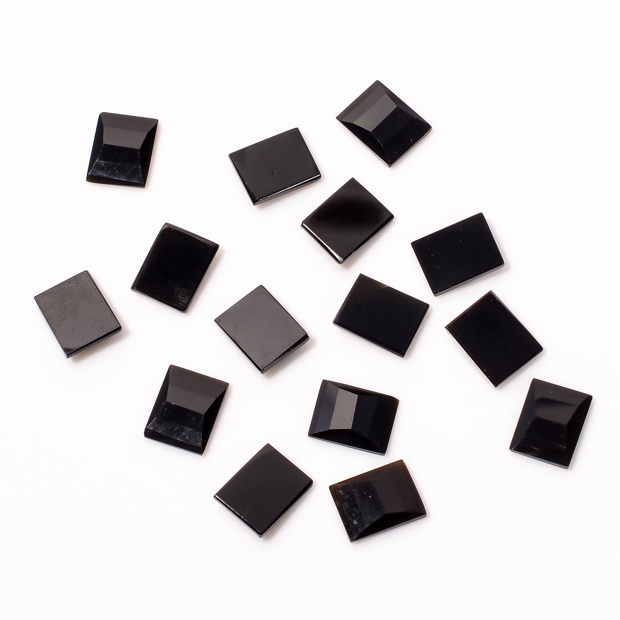 Faceted Black Onyx Gemstone: Rectangle Shape, 9x7 Mm - Etsy