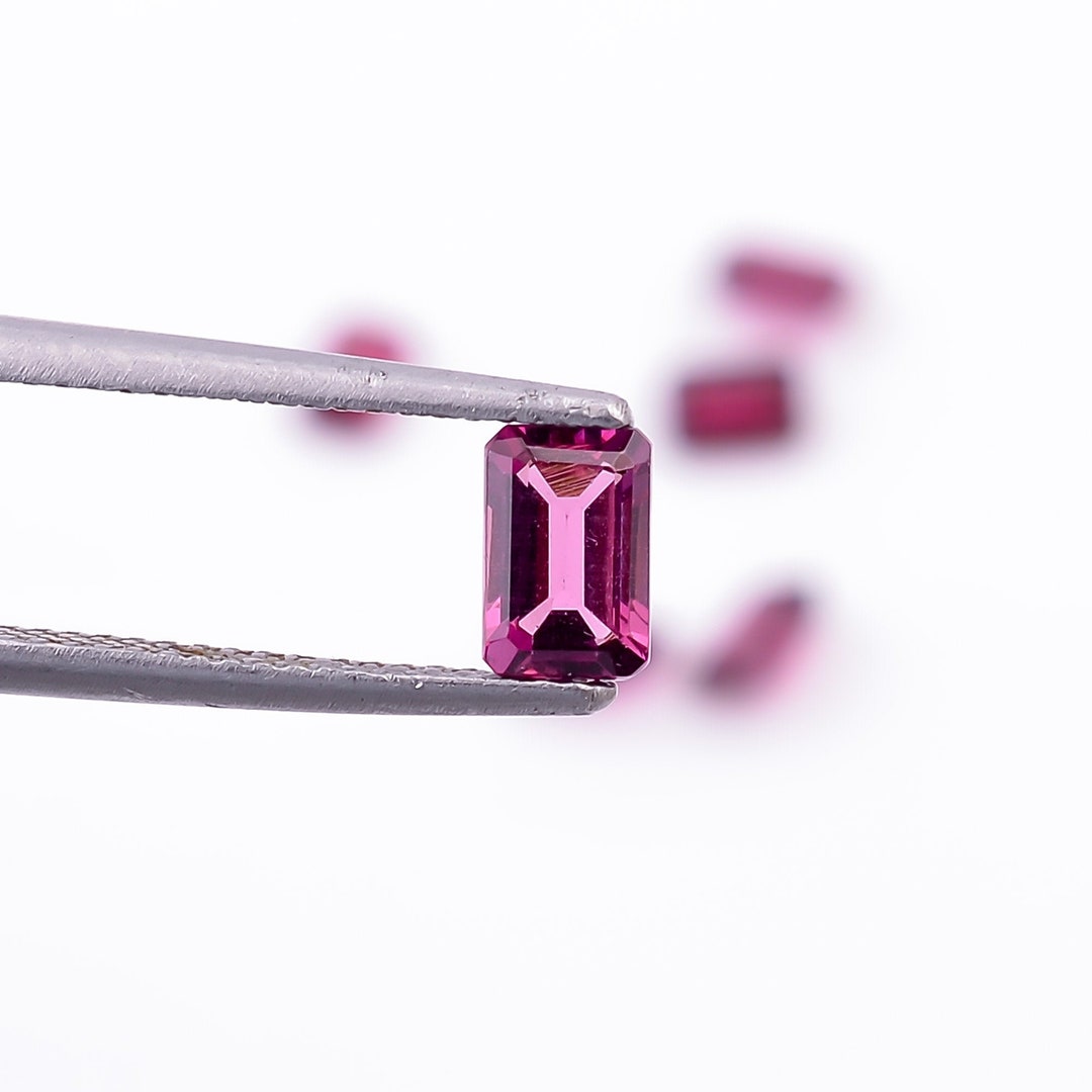 Rhodolite Garnet Loose Gemstone: Pink Octagon Emerald Cut (6X4X3 Mm) - Etsy
