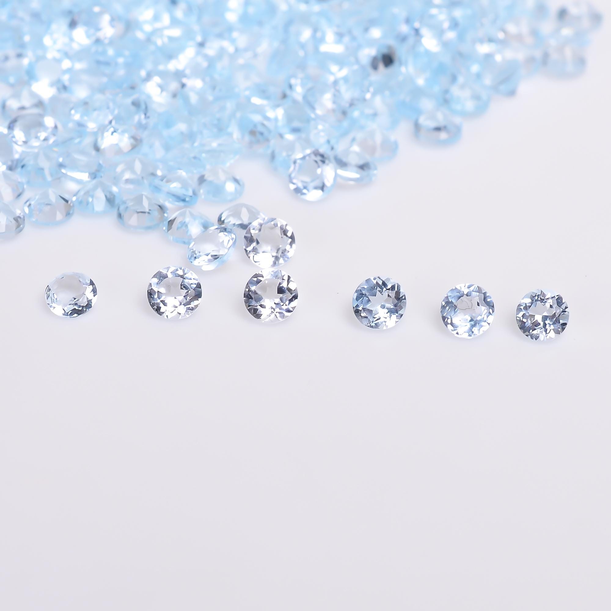 Lotto Pietre Preziose Sfuse Forma Rotonda Sfaccettate Topazio Blu - Foto 9