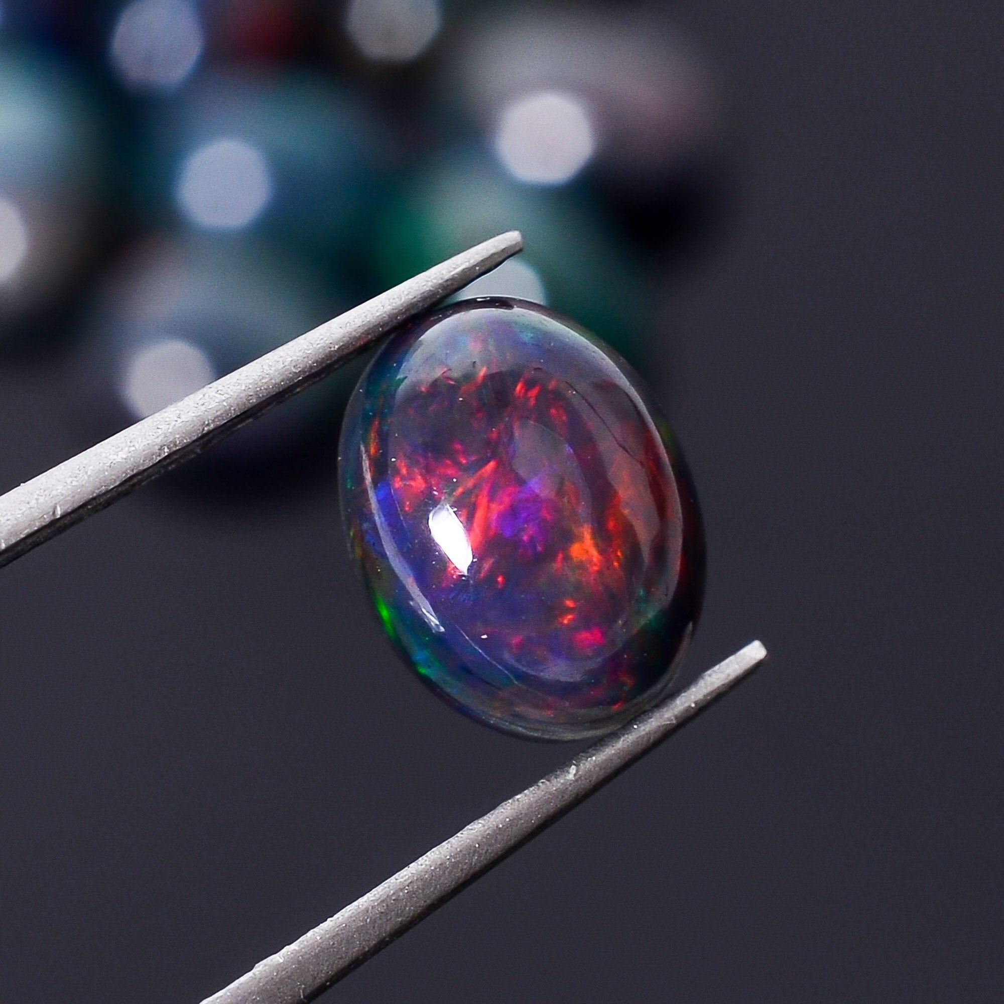 Natural Ethiopian Midnight Opal Oval Cabochon, Opal Loose Gemstone For Jewelry Making, Black Color Opal Cabochon Calibrated Size 8X6X4 mm