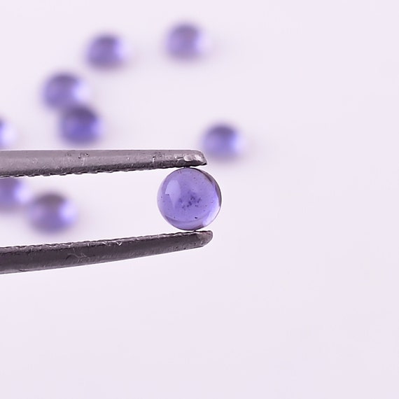 Natural Iolite Cabochon: AAA Blue Round Gemstone, 3x3 mm