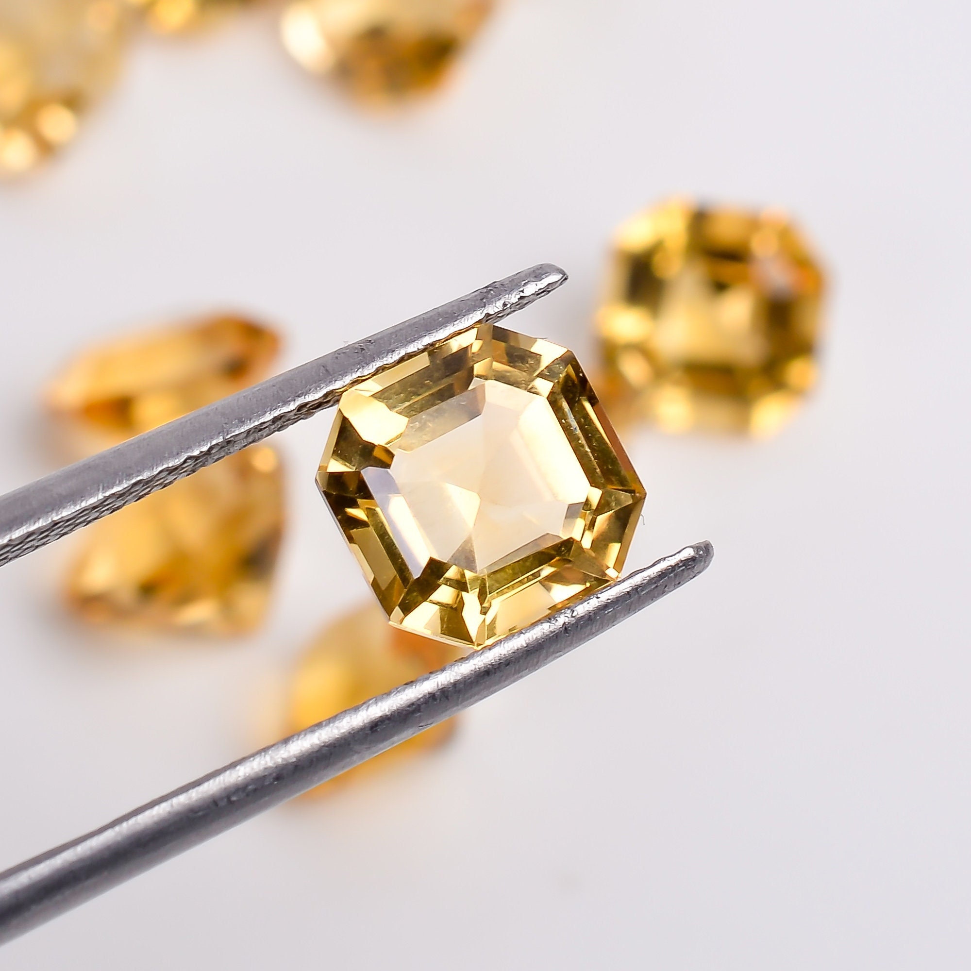 Natural Citrine Quartz: Octagon Asscher Cut Loose Gemstone (8X8X6 mm)