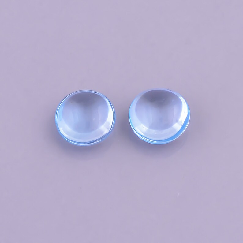 Natural Blue Topaz Loose Cabochon Gemstone For Jewelry Making Sky Blue Topaz Briolette Cabochon Stone Topaz Round Calibrated Size 7X7X4 mm