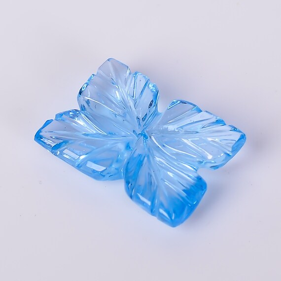 Blue Topaz Loose Gemstone For Jewelry Making Swiss Blue Topaz Leaf Design Carved Cut Blue Topaz Huge Carving Cut Calibrate Size 12X10X4 mm