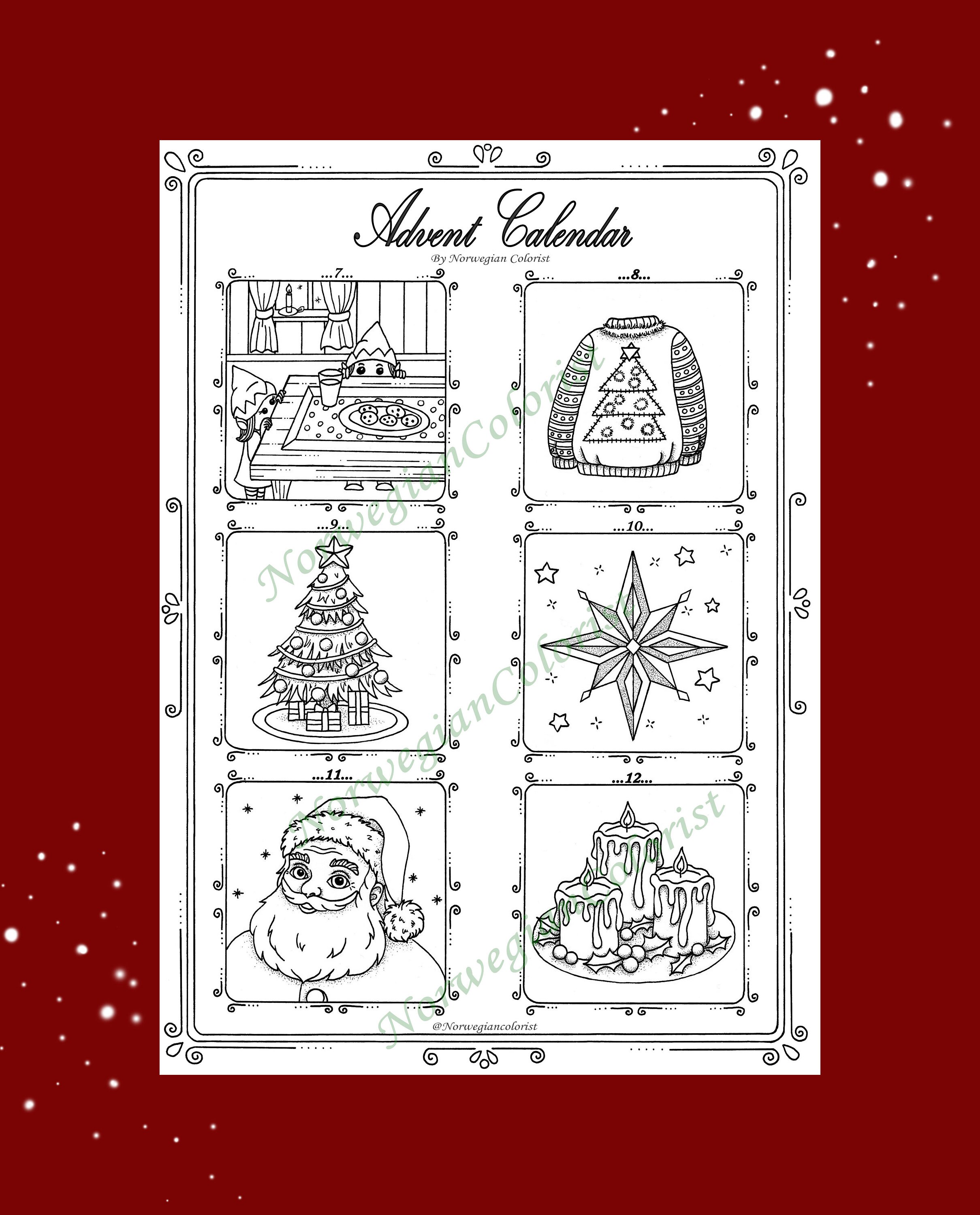 Printable PDF Coloring Pages ADVENT CALENDAR - Etsy