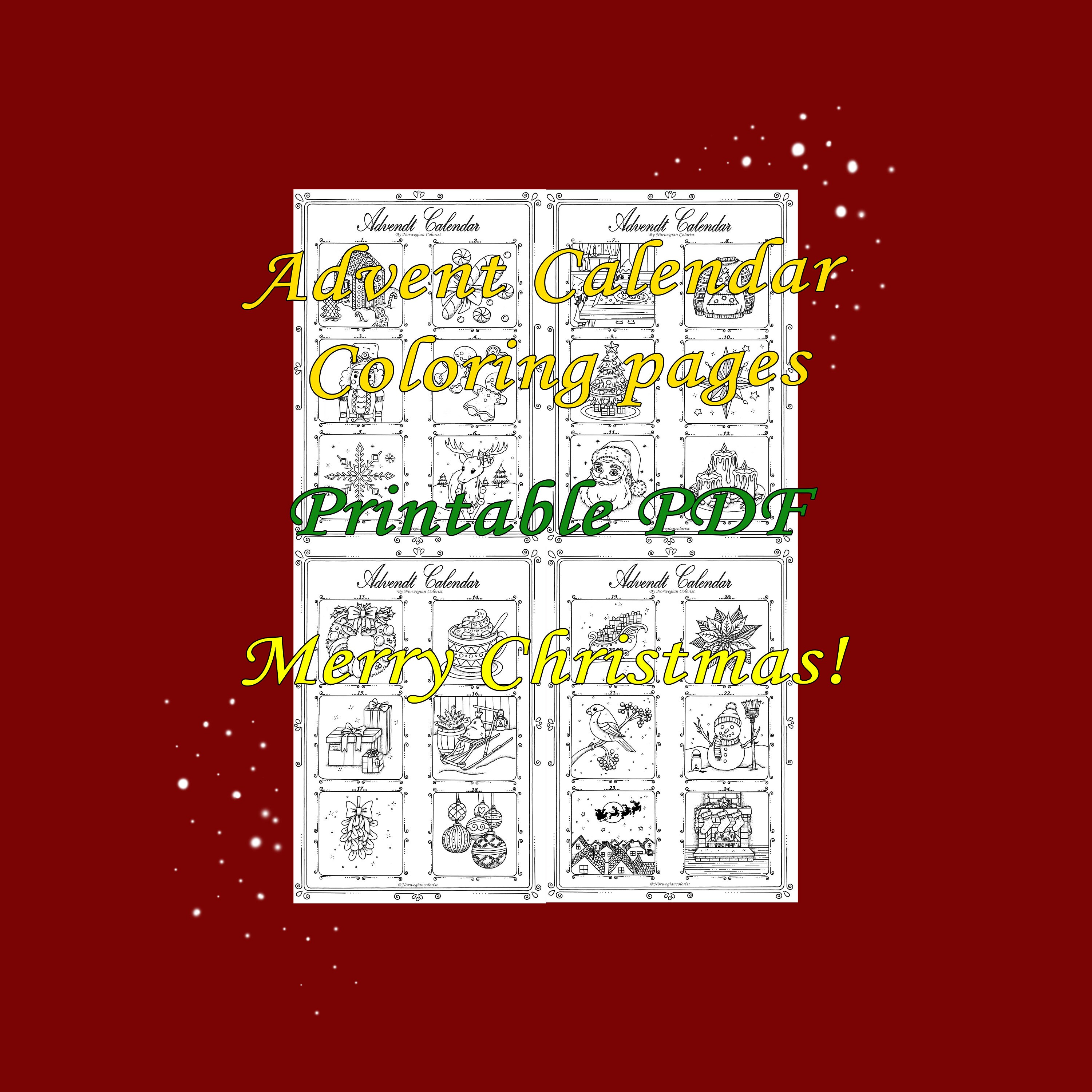 Printable PDF Coloring Pages ADVENT CALENDAR - Etsy