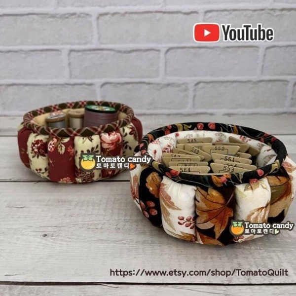 No.014 Puff, Quilt Mini basket. Hand Sewing Pattern Only, YouTube Tutorial, No Written Instructions, Instant Download PDF.