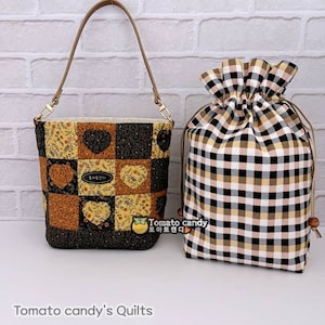 Sac fourre-tout en coeur avec appliqué et sac seau à empiècements n° 222, motif de couture à la main uniquement, tutoriel YouTube, pas d'instructions écrites.