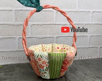No.172 Puff basket pattern, PDF Pattern Only, Hand Sewing, YouTube Tutorial, No Written Instructions