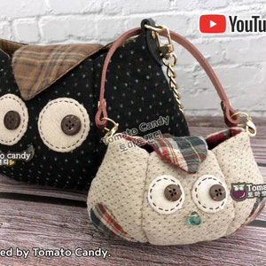 Nr.055 Eulenförmige Handtasche (zwei Größen), Schnittmuster nur Hand, YouTube Anleitung, keine schriftlichen Anleitungen, Sofort Download PDF.