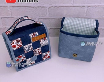 Nº 181 Bolsa Quadrada de Patchwork - Molde em PDF para Costura à Mão, Sem Instruções Escritas, Tutorial no YouTube.