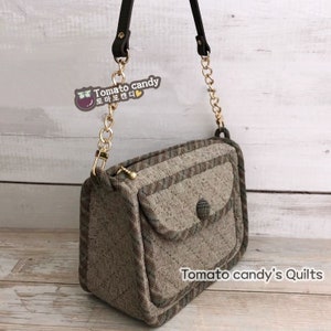 Mini-sac avec poche n°088. Patron de couture à la main uniquement, tutoriel YouTube, pas d'instructions écrites, téléchargement immédiat au format PDF.