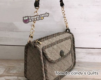 No.088 Quilted Bag with Pocket Accent, PDF Pattern Only, Hand Sewing, YouTube Tutorial, No Written Instructions