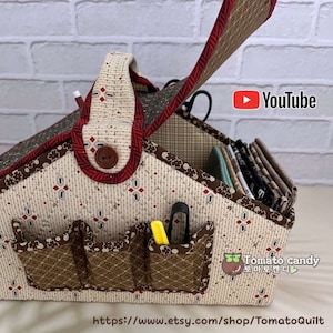 No.082 Sewing Tool Organizer Box pattern. Hand Sewing Pattern Only, YouTube Tutorial, No Written Instructions, Instant Download PDF.
