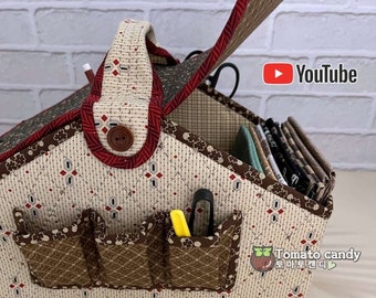 No.082 Sewing Tool Organizer Box pattern. Hand Sewing Pattern Only, YouTube Tutorial, No Written Instructions, Instant Download PDF.