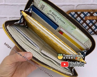 No.202 Patchwork long wallet. Hand Sewing Pattern Only, YouTube Tutorial, No Written Instructions, Instant Download PDF.